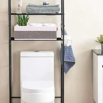 YheenLf Collapsible Storage Bins 5-Pack, Foldable Baskets for Organizing, Clothes Boxes with Handles, Fabric Cubes Containers, White and Gray, 15 x 6 x 5 Inch