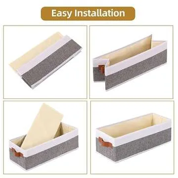 YheenLf Collapsible Storage Bins 5-Pack, Foldable Baskets for Organizing, Clothes Boxes with Handles, Fabric Cubes Containers, White and Gray, 15 x 6 x 5 Inch