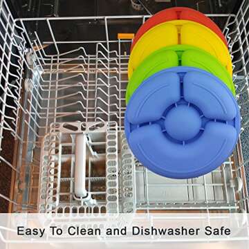 SILIVO 4 Pack Toddler Plates, Divided Plates for Adults and Kids - Silicone Sectional Serving Platters,Snack Serving Dishes for Parties