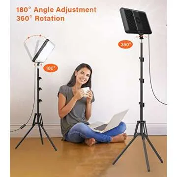 2 Pack LED Video Photography Lighting Kit with 62.99'' Tripod Stand, Unicucp 2500-8500K Dimmable Studio Streaming Light for Video Recording Filming, Live Game YouTube, Portrait Shooting, USB Charger