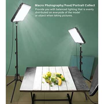 2 Pack LED Video Photography Lighting Kit with 62.99'' Tripod Stand, Unicucp 2500-8500K Dimmable Studio Streaming Light for Video Recording Filming, Live Game YouTube, Portrait Shooting, USB Charger