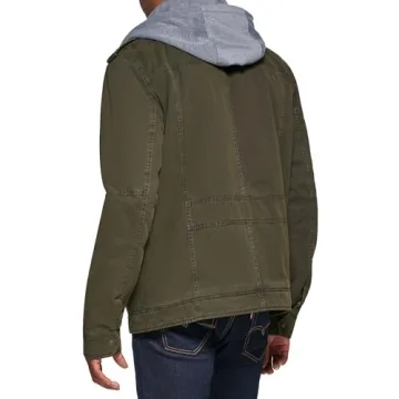 Levi's Stylish Washed Cotton Military Jacket with Hood