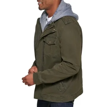 Levi's Stylish Washed Cotton Military Jacket with Hood