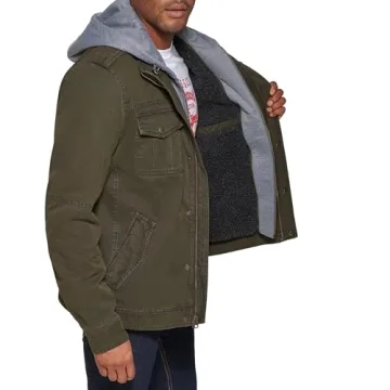 Levi's Stylish Washed Cotton Military Jacket with Hood