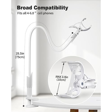 SAIJI Gooseneck Phone Holder Flexible Hands-Free Mount