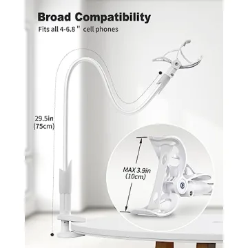 SAIJI Gooseneck Phone Holder Flexible Hands-Free Mount