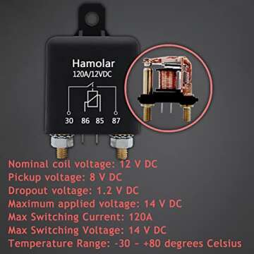Hamolar 2 Pack 12V DC 120A Starter Relay Switch Car Heavy Duty Split Charge Continuous Duty 4 Terminal SPST Relays for Truck Boat Marine
