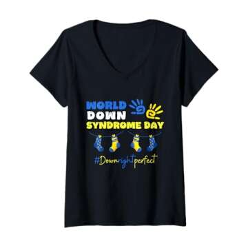 Womens Rock Your Socks For World Down Syndrome Day 2025 V-Neck T-Shirt