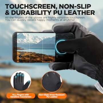 rivmount Winter Gloves Women Men, Thermal Ski Gloves for Cold Weather with Warm, Waterproof, Touchscreen for Running, Skiing