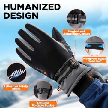 rivmount Winter Gloves Women Men, Thermal Ski Gloves for Cold Weather with Warm, Waterproof, Touchscreen for Running, Skiing