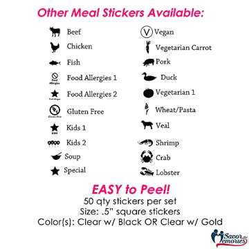 Savor The Memories Gluten Free Meal Stickers for Place Cards (Clear with Gold Icon)