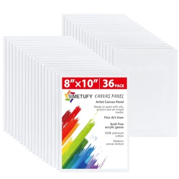 Simetufy 36 Pack 8x10 Inch Blank Canvas Boards for Painting