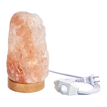 Amazon Basics Natural Himalayan Salt Lamp, Wood Base with Dimmer Switch - Crystal Pink, 5-7 pounds