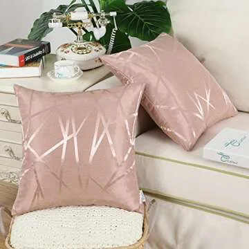 CaliTime Pack of 2 Throw Pillow Covers Cases for Couch Sofa Home Decor Modern Shining & Dull Contrast Triangles Abstract Lines Geometric 18 X 18 Inches Dusty Pink