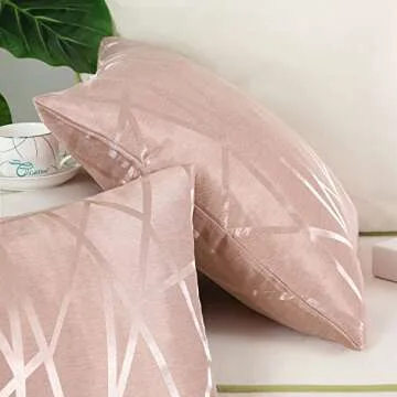 CaliTime Pack of 2 Throw Pillow Covers Cases for Couch Sofa Home Decor Modern Shining & Dull Contrast Triangles Abstract Lines Geometric 18 X 18 Inches Dusty Pink
