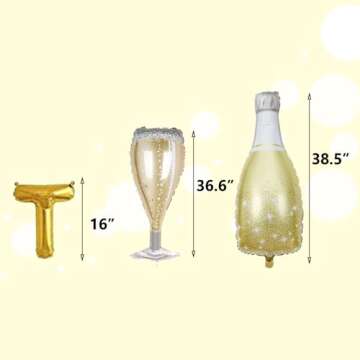 AnnoDeel BACH SHIT CRAZY Foil Balloons Banner, 16inch Gold Letter Mylar Balloons Large Champagne Balloon for Bride Shower Bacheloretter Party Decor