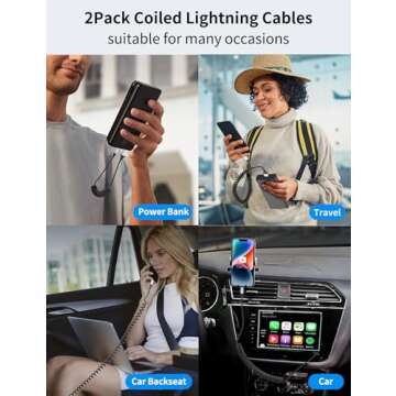 Retractable Lightning Cable for Car - Fast Charging 2 Pack