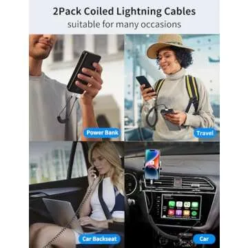 Retractable Lightning Cable for Car - Fast Charging 2 Pack