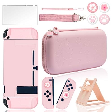 BRHE Cute Travel Carrying Case for Nintendo Switch Accessories Kit with Hard Protective Cover, Glass...