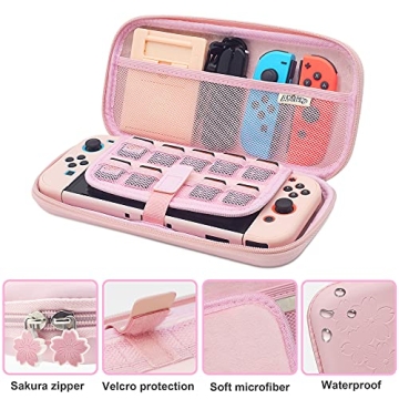 BRHE Pink Nintendo Switch Case Accessories Kit for Gamers