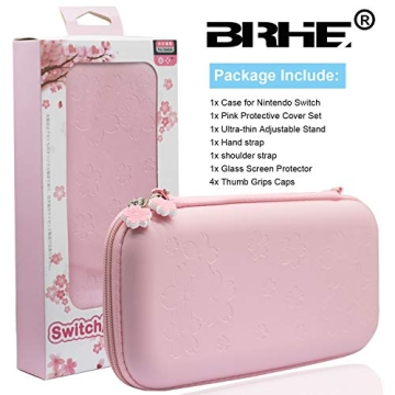 BRHE Pink Nintendo Switch Case Accessories Kit for Gamers