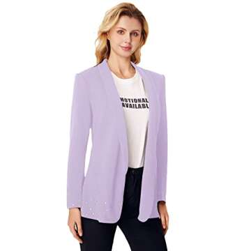 WDIRARA Elegant Long Sleeve Rhinestone Blazer for Women