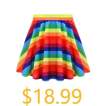 RITERA Plus Size Skirt for Women 3X Rainbow Stripe Pattern tie dye Stretchy Elastic Waist Basic Mini Skater Skirts Casual Flared Skirts for Girls Comfy A-Line Smooth Skirt 3X 22W-24W