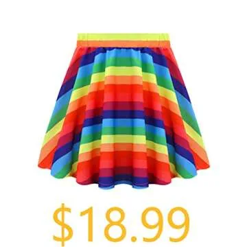 RITERA Plus Size Rainbow Stripe Mini Skater Skirt