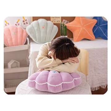 LICHENHAO Starfish Shell Pillow for Floor, Sofa, Reading Cushion (Orange, 19.6in)