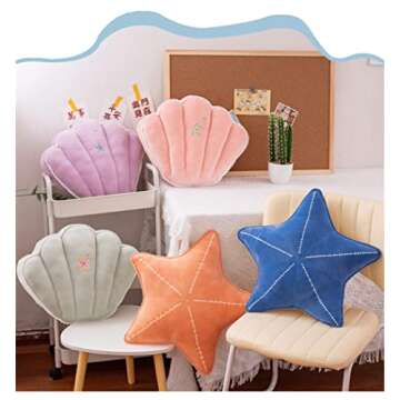 LICHENHAO Starfish Shell Pillow for Floor, Sofa, Reading Cushion (Orange, 19.6in)