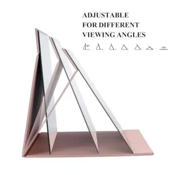 ZBEIVAN 12x9 Inches Portable Folding Makeup Mirror, Frameless PU Leather Desk Mirror with Stand for Camping Travel Tabletop Personal, Pink