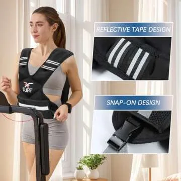 FUFF Adjustable Weighted Vest for Adult, 11-20lb Vest with 6 Ironsand Weights for Strength Training,...