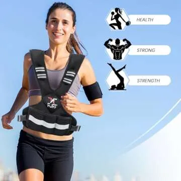 FUFF Adjustable Weighted Vest for Adult, 11-20lb Vest with 6 Ironsand Weights for Strength Training, Large Weight Vest with Reflective Strip for Men & Women