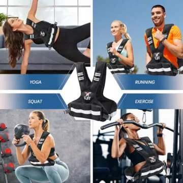 FUFF Adjustable Weighted Vest for Adult, 11-20lb Vest with 6 Ironsand Weights for Strength Training, Large Weight Vest with Reflective Strip for Men & Women
