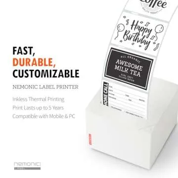 MANGOSLAB Nemonic Label Printer | Inkless Bluetooth Thermal Label Printer for Small Business | Porta...