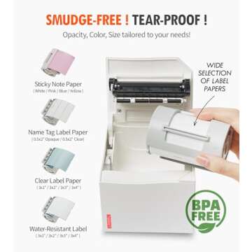 MANGOSLAB Nemonic Label Printer | Inkless Bluetooth Thermal Label Printer for Small Business | Portable Wireless Printer & Durable Shipping Label Maker | Printer Label Machine (Gen 1 MIP-001LW)