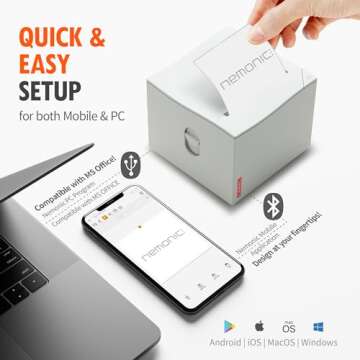 MANGOSLAB Nemonic Label Printer | Inkless Bluetooth Thermal Label Printer for Small Business | Portable Wireless Printer & Durable Shipping Label Maker | Printer Label Machine (Gen 1 MIP-001LW)