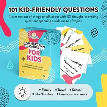 Valentine's Day Gift for Kids - 101 Connection Cards - Engaging and Fun Conversation Cards for Ages 3 and Up to Help Improve Self-Confidence, Build Deeper Connections, and Strengthen Family Bonds