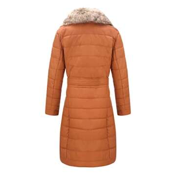 Bellivera Women's Winter Puffer Jacket Cold resistant patchwork plush lining Coat with Removable Fur Collar Hooded and Belted 5528CAMELXXL