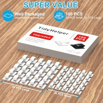 100PCS Adhesive Cable Clips for Home & Car Organization
