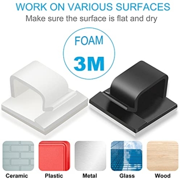 100PCS Adhesive Cable Clips for Home & Car Organization