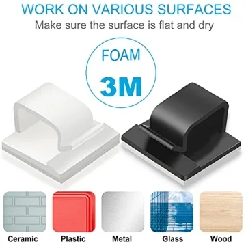 100PCS Adhesive Cable Clips for Home & Car Organization