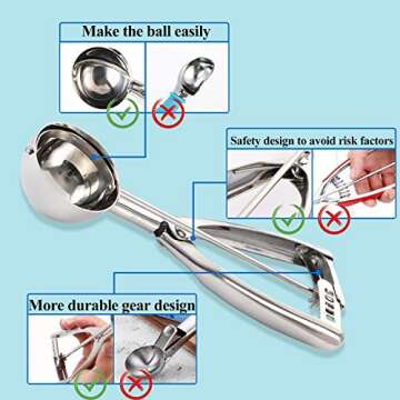 GUYWANG Cookie Scoop Set, Ice Cream Scoop Set, Selected 18/8 Stainless Steel