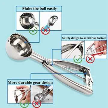 GUYWANG Cookie Scoop Set, Ice Cream Scoop Set, Selected 18/8 Stainless Steel