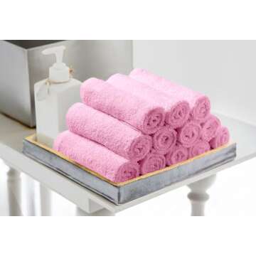 Avalon Towels 24-Pack Cotton Washcloths for Home & Spa