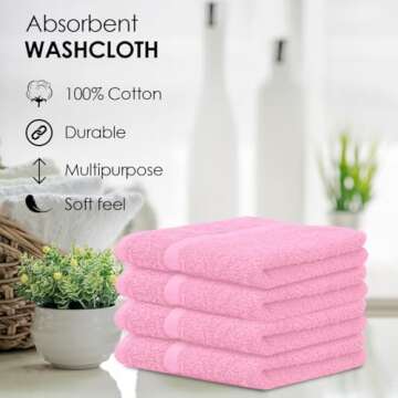 Avalon Towels 24-Pack Cotton Washcloths for Home & Spa