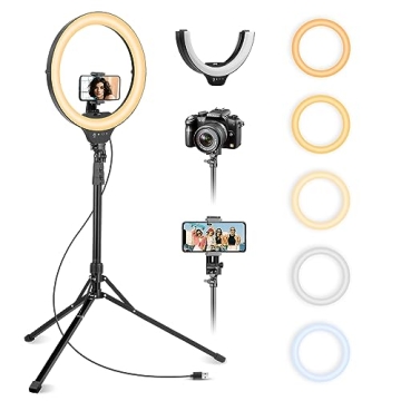 Aureday 14'' Selfie Ring Light with 62'' Tripod Stand and Phone Holder, Dimmable LED Phone Ringlight...