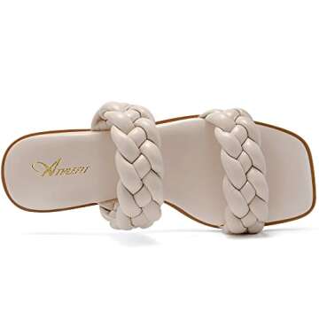 Stylish Athlefit Women's Braided Flat Sandals for Comfort