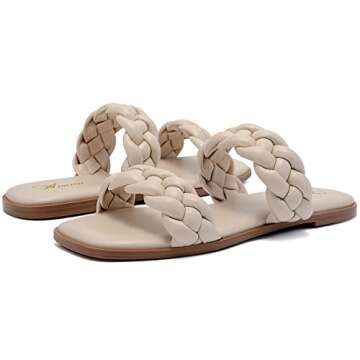 Stylish Athlefit Women's Braided Flat Sandals for Comfort
