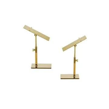 Greneric 2 Pack Stainless Steel Shoe Rack Sandals Display Stand High Heel Shoe Riser Men Leather Shoe Shelf Adjustable Height Pallet Stand Shoe Display Prop Rack for Shop,Clothing Store (Titanium)